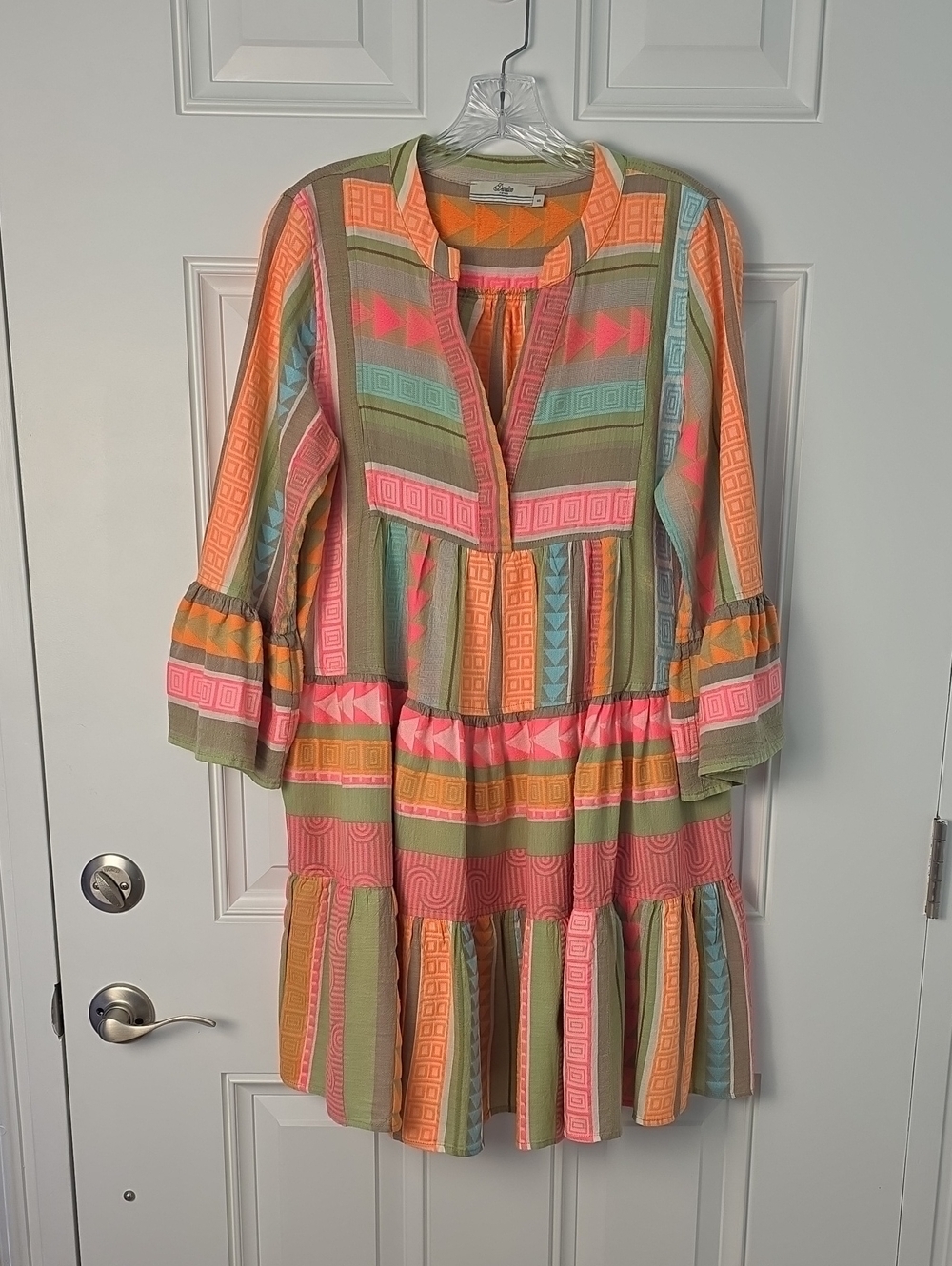 Devotion TWINS Multicolor Stripe Tiered Dress.  Size Small